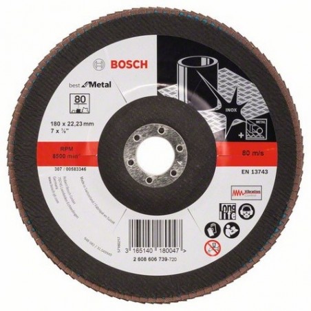 Bosch lamellenschuurschijf Best for Metal Haaks 180mm, k80 (10)
