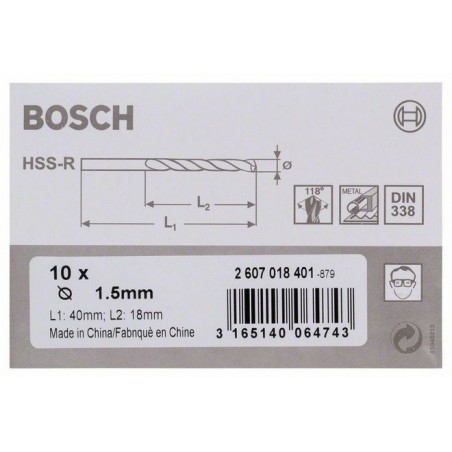 Bosch metaalboren HSS-R 1,5x18x40 (10)