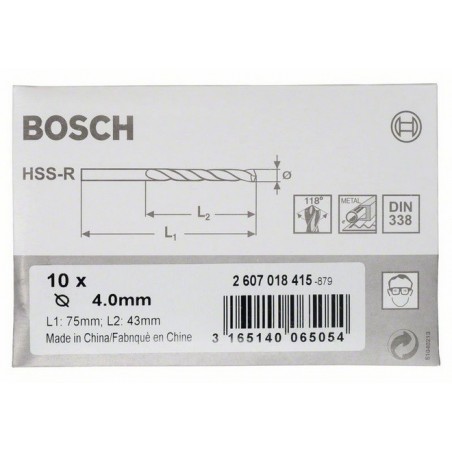 Bosch metaalboren HSS-R 4x43x75 (10)