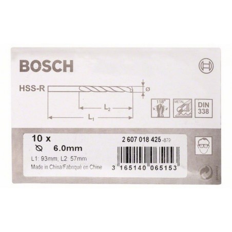 Bosch metaalboren HSS-R 6x57x93 (10)