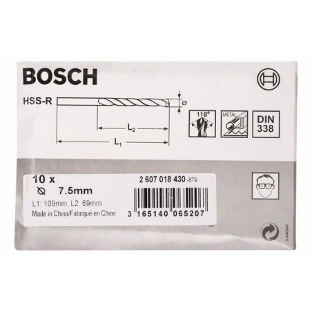 Bosch metaalboren HSS-R 7.5x69x109 (10)