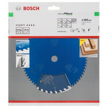 Bosch cirkelzaagblad Expert for Wood 160mmxas20mmx36tnds, dik 2,6/1,6