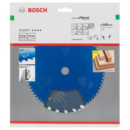 Bosch cirkelzaagblad Expert for Wood 160mmxas20mmx24tnds, dik 2,6/1,6