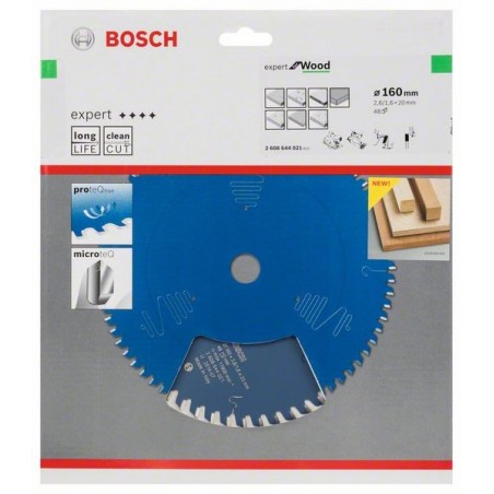 Bosch cirkelzaagblad Expert for Wood 160mmxas20mmx48tnds, dik 2,6/1,6