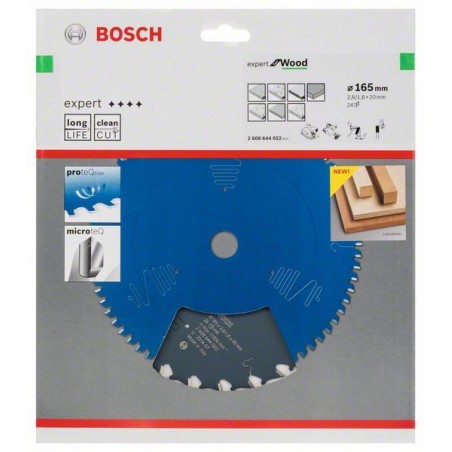 Bosch cirkelzaagblad Expert for Wood 165mmxas20mmx24tnds, dik 2,6/1,6