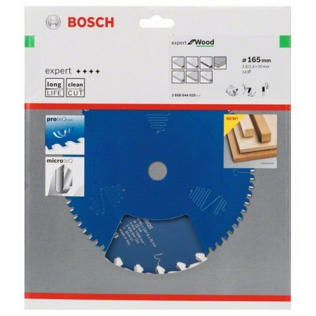 Bosch cirkelzaagblad Expert for Wood 165mmxas30mmx24tnds, dik 2,6/1,6