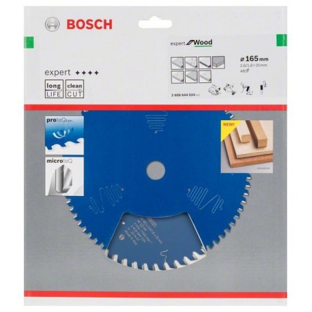 Bosch cirkelzaagblad Expert for Wood 165mmxas20mmx48tnds