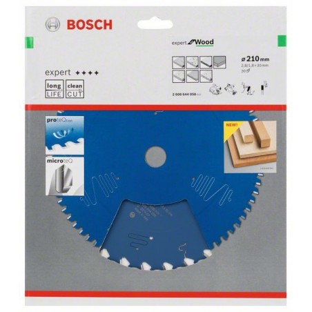 Bosch cirkelzaagblad Expert for Wood 210mmxas30mmx30tnds, dik 2,8/1,8mm