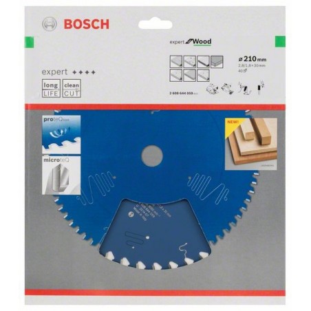 Bosch cirkelzaagblad Expert for Wood 210mmxas30mmx40tnds, dik 2,8/1,8