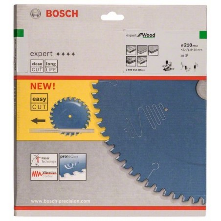 Bosch cirkelzaagblad Expert for Wood 210mmxas30mmx48tnds, dik 2,4/1,8