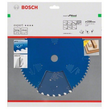 Bosch cirkelzaagblad Expert for Wood 230mmxas30mmx36tnds, dik 2,8/1,8