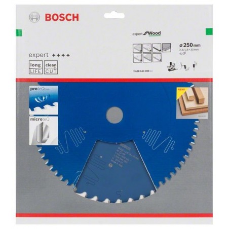 Bosch cirkelzaagblad Expert for Wood 250mmxas30mmx40tnds, dik 2,4/1,8