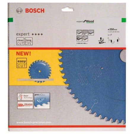 Bosch cirkelzaagblad Expert for Wood 250mmxas30mmx60tnds, dik 2,4/1,8