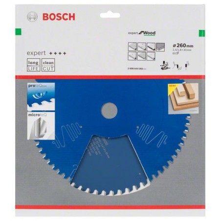 Bosch cirkelzaagblad Expert for Wood 260mmxas30mmx60tnds, dik 2,4/1,8
